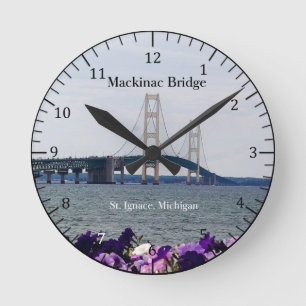 Reloj Redondo Mediano Mackinac Bridge Spring St. Ignace clock