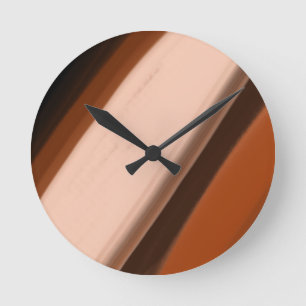 Reloj Redondo Mediano Madera Falsa Fantasía Rayada 