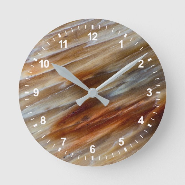 Reloj Redondo Mediano Madera Petrificada (Anverso)