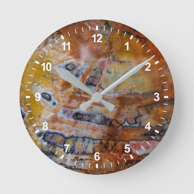 Reloj Redondo Mediano Madera Petrificada Marrón (Anverso)