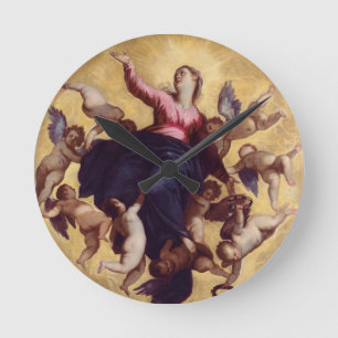 Reloj Redondo Mediano Madonna Carried by Angels (ceiling fresco)