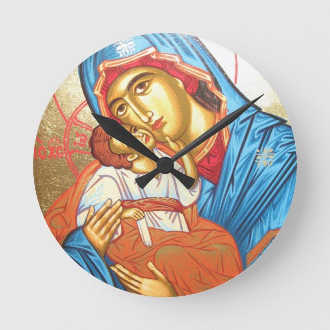 Reloj Redondo Mediano Madonna con oro religioso bizantino del icono de (Anverso)