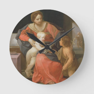 Reloj Redondo Mediano Madonna y el niño con San Juan Bautista