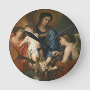 Reloj Redondo Mediano Madonna y niño con ángeles
