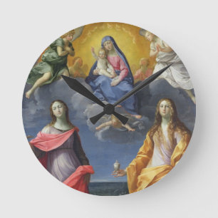 Reloj Redondo Mediano Madonna y niño con Santa Lucía y María Magdalena