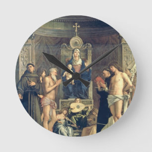 Reloj Redondo Mediano Madonna y niño Enthroned entre los SS. Francisco,