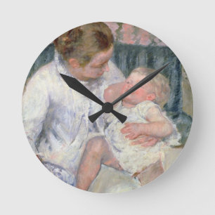 Reloj Redondo Mediano Madre alrededor para lavar a su niño soñoliento,