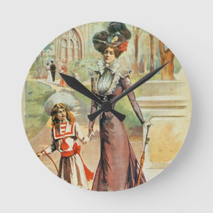 Reloj Redondo Mediano Madre e hija caminando (color litho)