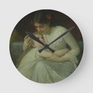 Reloj Redondo Mediano Madre y niño (aceite en lona)
