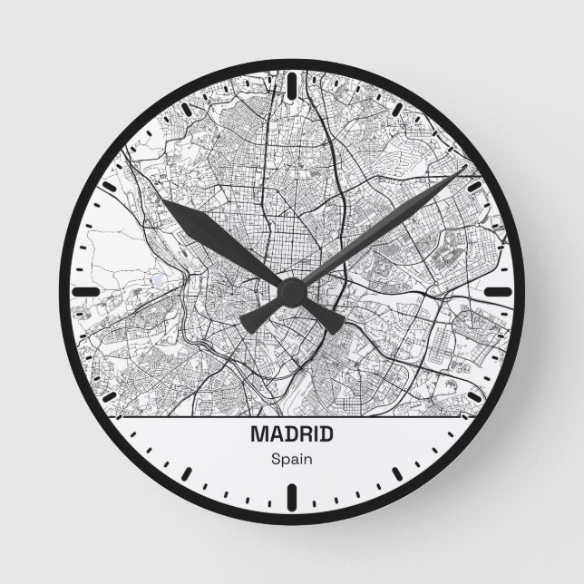 Reloj Redondo Mediano Madrid Clock City Line Art (Anverso)