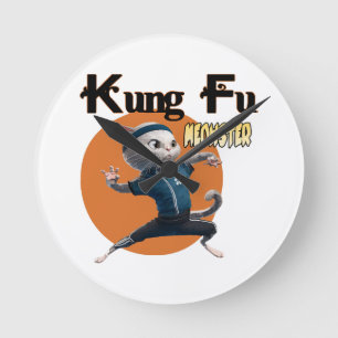 Reloj Redondo Mediano Maestro de Kung Fu Meow