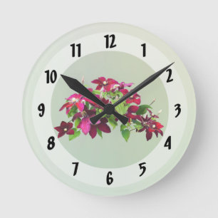 Reloj Redondo Mediano Magenta Clematis Con Vino