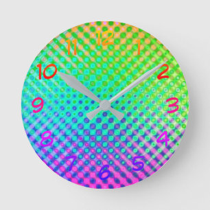 Reloj Redondo Mediano Magenta Púrpura Azul Verde Amarillo Rosa