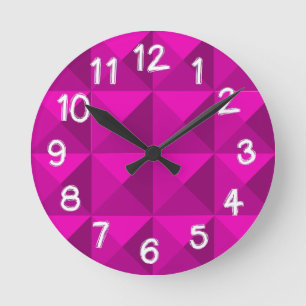 Reloj Redondo Mediano Magenta Pyramids