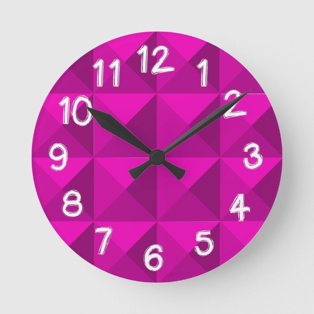 Reloj Redondo Mediano Magenta Pyramids  (Anverso)
