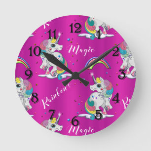 Reloj Redondo Mediano Magia rosada del unicornio