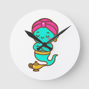Reloj Redondo Mediano Magical Kawaii Djinn - Espíritu neón