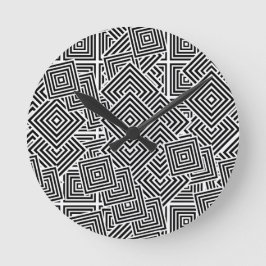 Reloj Redondo Mediano Magnífica geometría en blanco y negro