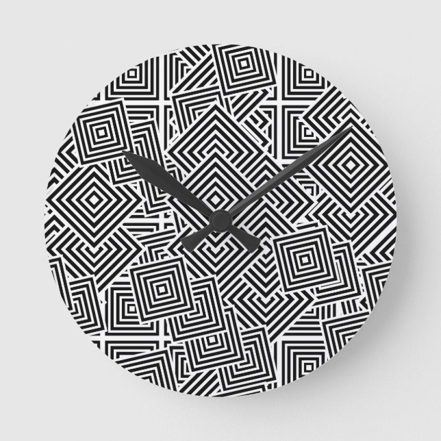 Reloj Redondo Mediano Magnífica geometría en blanco y negro (Anverso)