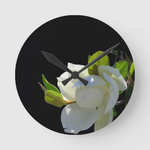 Reloj Redondo Mediano Magnolia blanca brillante
