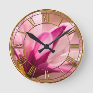 Reloj Redondo Mediano Magnolia rosa