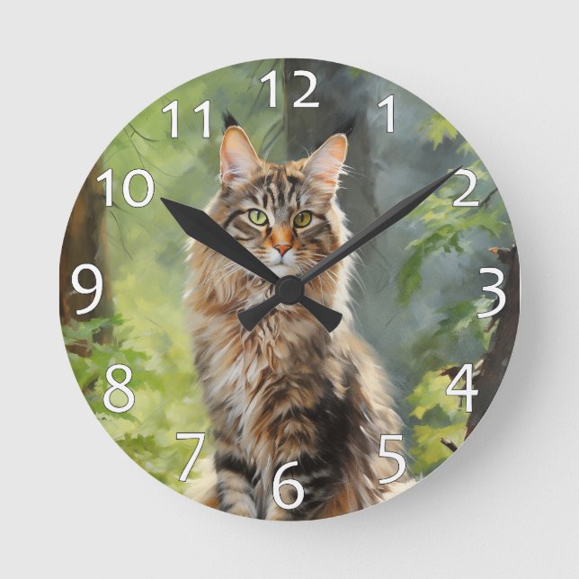 Reloj Redondo Mediano Maine Coon cat (Anverso)