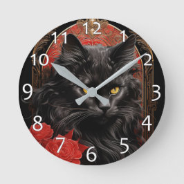 Reloj Redondo Mediano Maine Coon cat con flores