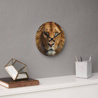 Reloj Redondo Mediano Majestic Lion Wall Clock – Powerful Wildlife Art H