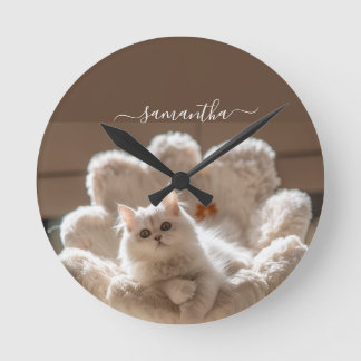 Reloj Redondo Mediano Majestic white cat lover
