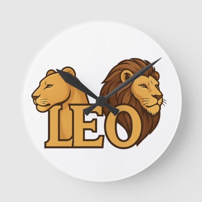 Reloj Redondo Mediano Majestuosa fusión de leones y leones - Audaz vida  (Anverso)