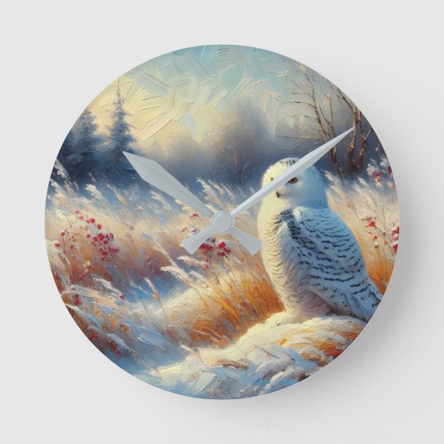 Reloj Redondo Mediano Majestuosa lechuza en la selva (Anverso)
