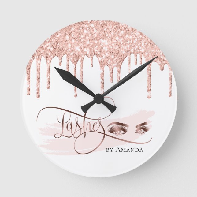 Reloj Redondo Mediano Makeup Eyebrow Eyes Lashes Rosa Gold (Anverso)