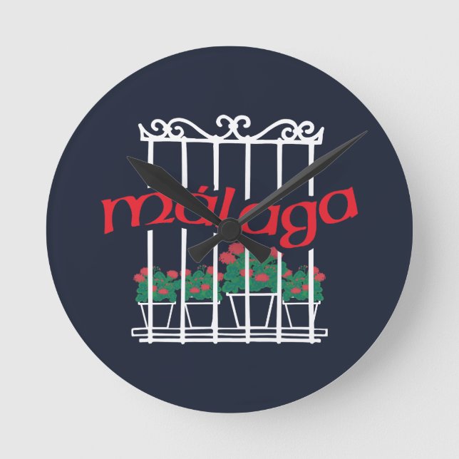 Reloj Redondo Mediano Malaga, window with flowers (Anverso)