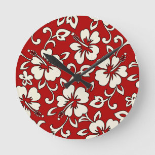 Reloj Redondo Mediano Malia Hibiscus Hawaii Clocks de pared