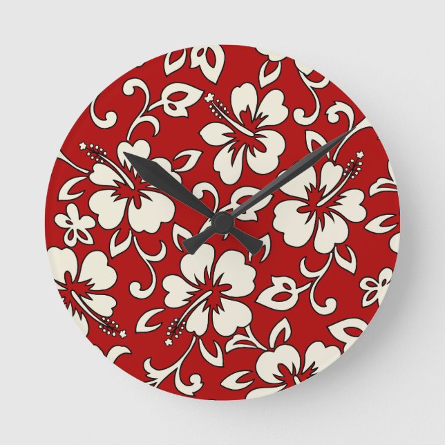 Reloj Redondo Mediano Malia Hibiscus Hawaii Clocks de pared (Anverso)