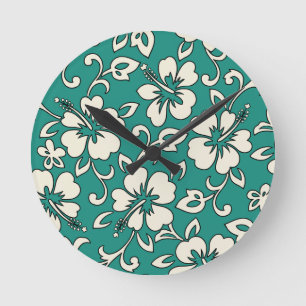 Reloj Redondo Mediano Malia Hibiscus Hawaii Clocks de pared