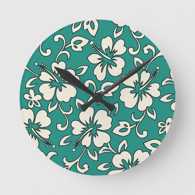 Reloj Redondo Mediano Malia Hibiscus Hawaii Clocks de pared (Anverso)