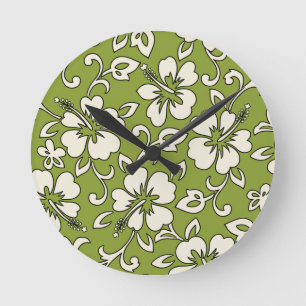 Reloj Redondo Mediano Malia Hibiscus Hawaii Clocks de pared
