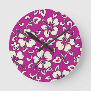 Reloj Redondo Mediano Malia Hibiscus Hawaii Clocks de pared