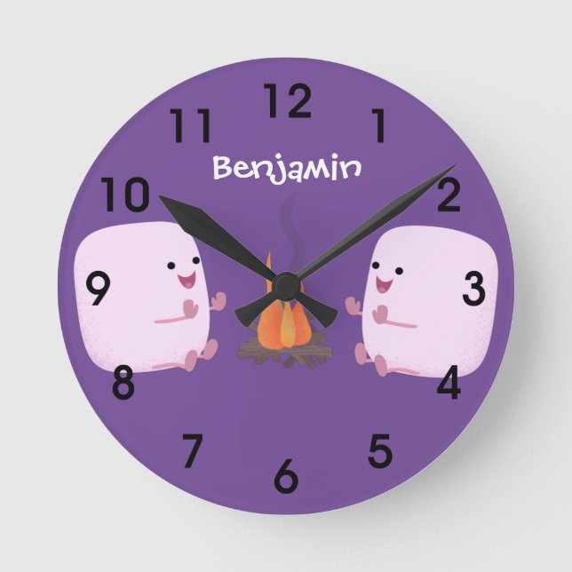 Reloj Redondo Mediano Malvaviscos rosados por personalizado de bomberos  (Anverso)