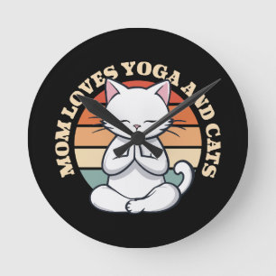 Reloj Redondo Mediano  Mamá ama los gatos y el yoga
