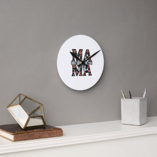 Reloj Redondo Mediano MAMA Bow floral lindo día de la madre