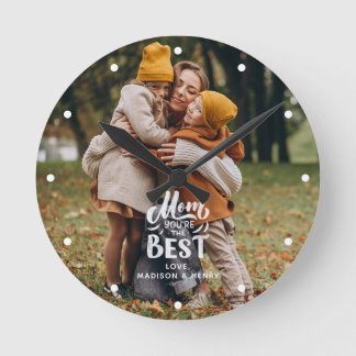 Reloj Redondo Mediano "Mamá, eres la mejor" foto personalizada
