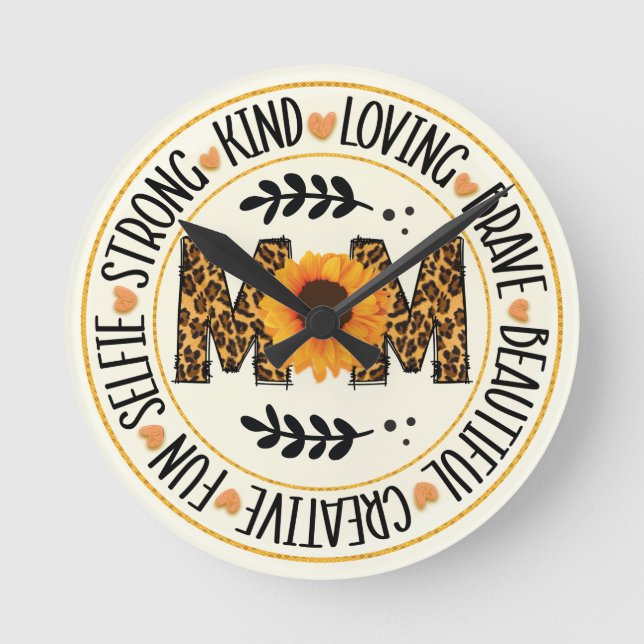 Reloj Redondo Mediano Mamá girasol (Anverso)