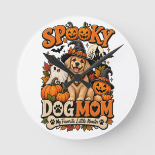 Reloj Redondo Mediano Mamá Perro Espeluznante Halloween Perrito Esquelet
