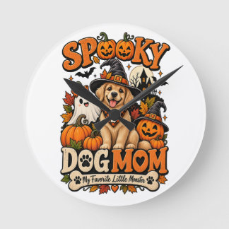 Reloj Redondo Mediano Mamá Perro Espeluznante Halloween Perrito Esquelet