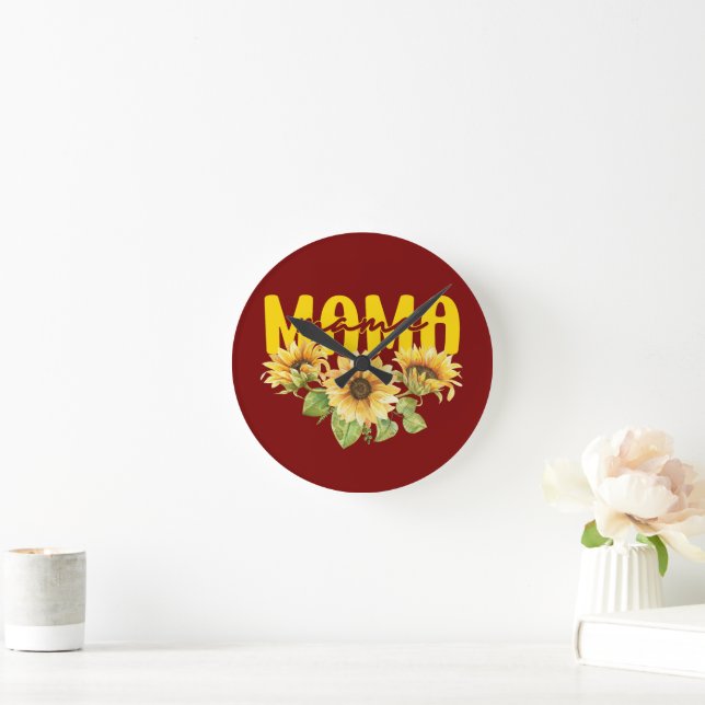 Reloj Redondo Mediano Mama Sunflower Sunshine - Alegre diseño floral (Hogar)