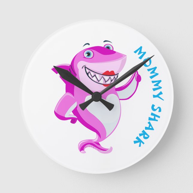 Reloj Redondo Mediano Mami Shark (Anverso)