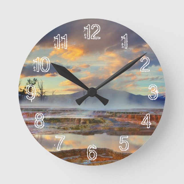 Reloj Redondo Mediano Mammoth Hot Springs (Anverso)