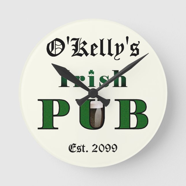 Reloj Redondo Mediano Man Cave Irish Pub Bar Tavern Wall Clock (Anverso)